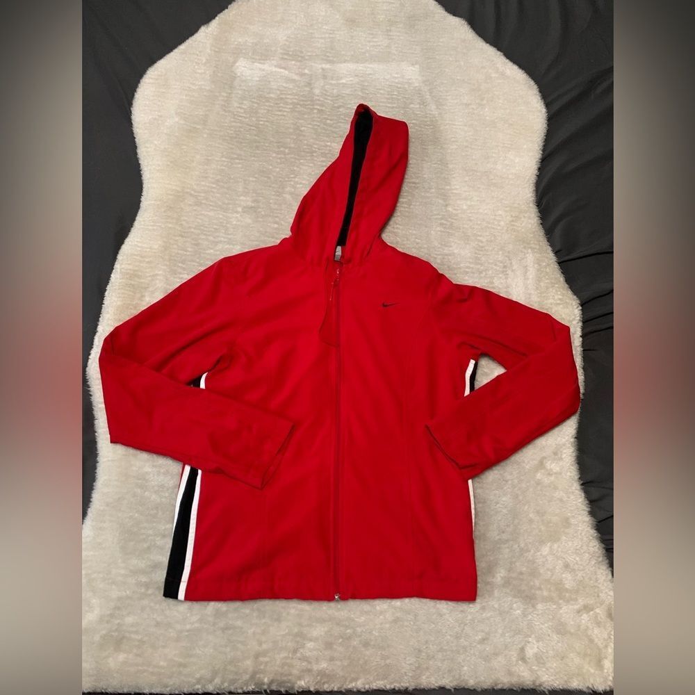 Nike Red Full Zip Womens Y2K Silver‎ Tag Jacket Size Medium